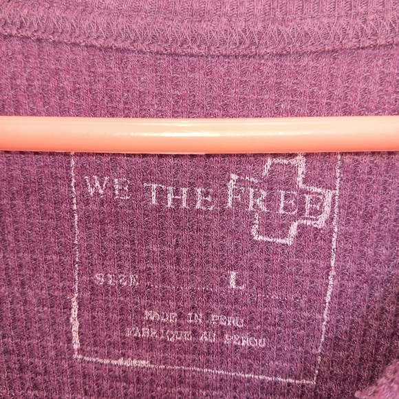 Free People We the Free Women L Purple Oversized Boho Long Sleeve Thermal Swing - Picture 4 of 7
